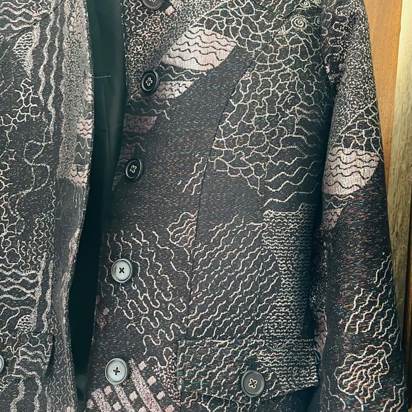 Chico’s woman’s metallic brocade jacket, Black/Silver, size 0 beautiful pattern- - Picture 5 of 16